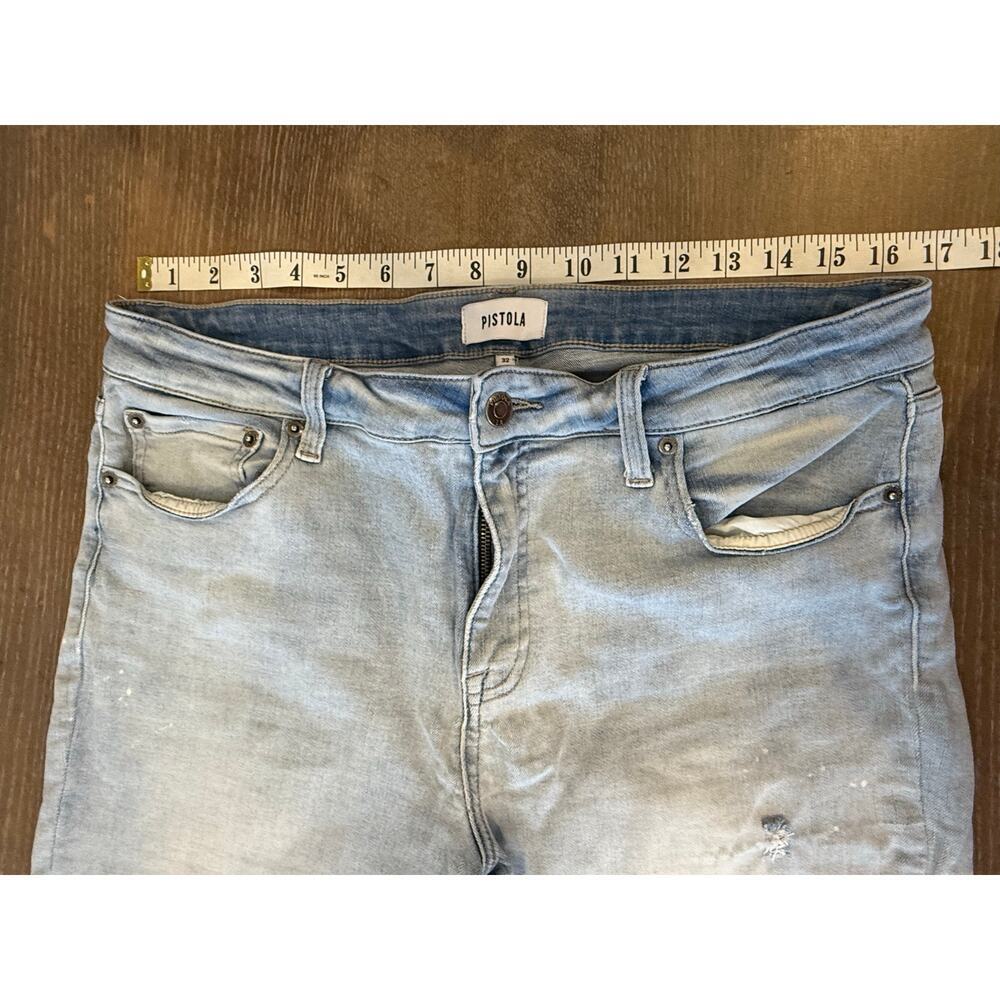 PISTOLA Light Wash Denim Straight Leg Distressed Jeans Women 32 - Picture 5 of 7